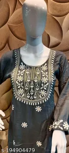 Rayon Slub Embroidered Kurti for Women 