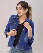 Full Sleeves Solid Jacket for Women & Girls (Blue, S)