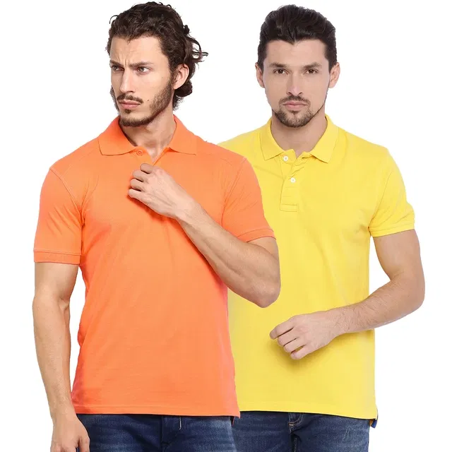Polo Cotton Blend T-shirts for Men, Pack of 2 (Multicolor, XXL)