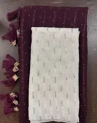 Georgette Solid Saree for Women, Wine 