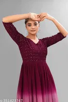 Colorblocked Pleated Maxi Gown for Women 