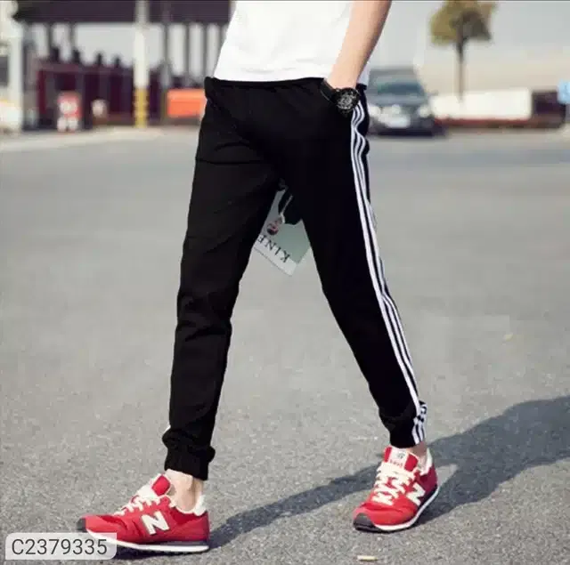 Cotton Blend Track Pants for Men (Black, M )