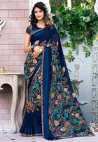 Georgette Saree with Unstitched Blouse Piece for Women 