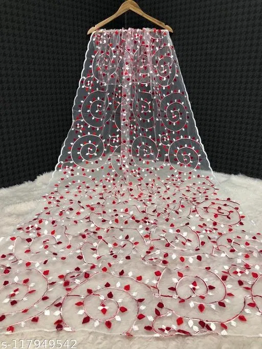 Embroidered Khaan Net Botanical Sewing & Embroidery (White, Free Size)