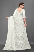 Net Solid Saree for Women 