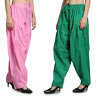 Cotton Solid Salwar for Women (Baby Pink & Green, Free Size) (Pack of 2)