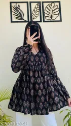 Floral Printed Cotton Short Kurti with Show Button for Women, Pack of 2 