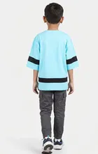 Cotton Blend Printed T-shirt for Boys, Sky Blue 