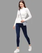 Cotton High Neck Solid Top for Women 