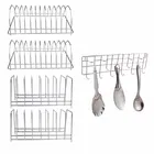 Oc9 स्टेनलेस स्टील प्लेट स्टैंड & वॉल माउंटेड लैडल हुक रेल फॉर किचन 