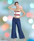 Denim Solid Palazzo for Women 