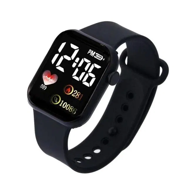 Kids Digital Waterproof Smart Watch (5-15 Years, Black)
