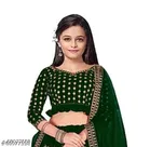 Satin Embroidered Lehenga with Choli & Dupatta for Girls 