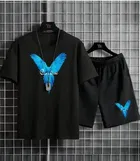 Polyester Printed Co-Ord Set for Men, Black 