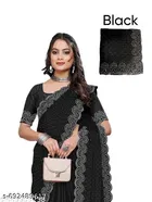 Georgette Embroidered Saree For Women, Black