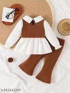 Cotton Blend Clothing Set for Girls, Brown 