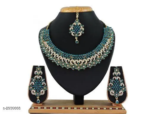 Diya Elegant Party Wear Alloy Jewellery Sets for Women (Green, Free Size)