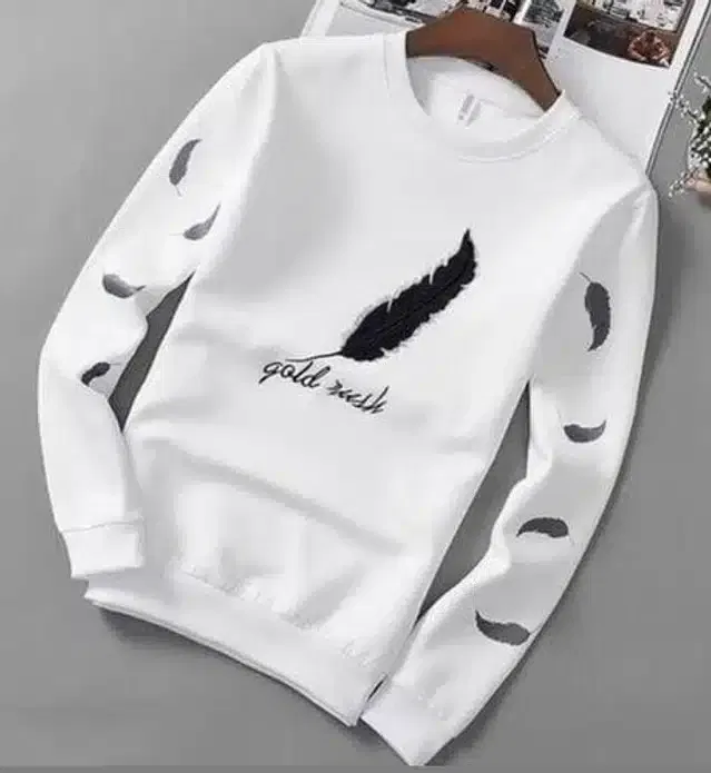 Printed Full Sleeeves T-Shirt For Men (White, XL)
