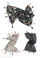 Poly Chiffon Printed Scarves for Women, Multicolor, Pack of 3