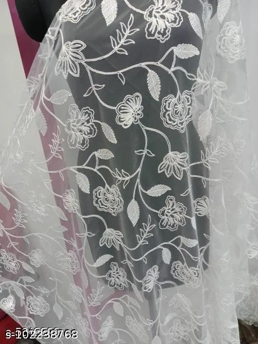 Embroidered Rajasthani Net with Cut Work (White, Free Size)
