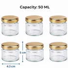 Afast 6 Pc Small Glass Jars with Golden lid 50 ml, small glass container with lid