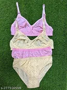 Cotton Blend Printed Lingerie Set for Women 