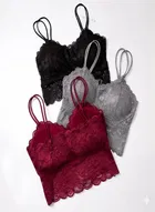 Cotton Solid Padded Bras for Women, Multicolour, Pack of 3 