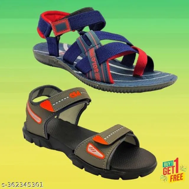 Sandals for Men (Multicolor, 8) (Pack of 2)