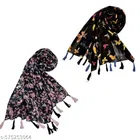 Poly Chiffon Scarves for Women, Multicolor, Pack of 2