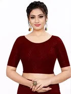 Readymade Stretchable Polyester Blouses for Women ,Wine 