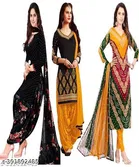 Crepe Printed Unstitched Suits for Women, Pack of 3 