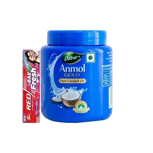 डाबर अनमोल गोल्ड कोकोनट ऑयल 160 ml + डाबर रेड फ्रेश जेल 38 g
