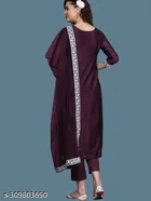 Rayon Embroidered Kurta with Pant & Dupatta for Women 