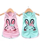 Hosiery Cotton Sleeveless T-Shirt with Pant Clothing Set for Kids 