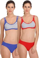 Pibu वीमेन कॉटन ब्रा पैंटी सेट 