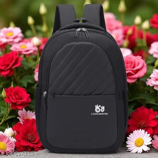 Polyester Backpack for Men & Women, Black