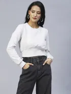 Women's Corset Fit Round Neck Sweatshirt 