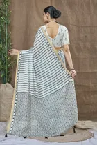Silk Woven Design Saree for Women, White 
