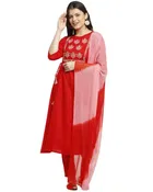 Rayon Slub Embroidered Kurta Set with Dupatta 