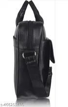 Faux Leather Laptop Bag for Men, Black