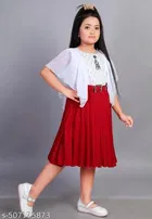 Self Design Chiffon Fit And Flare Dress for Girls 