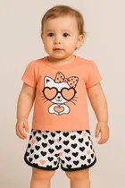 Cotton Blend Printed Clothings Set for Girls 