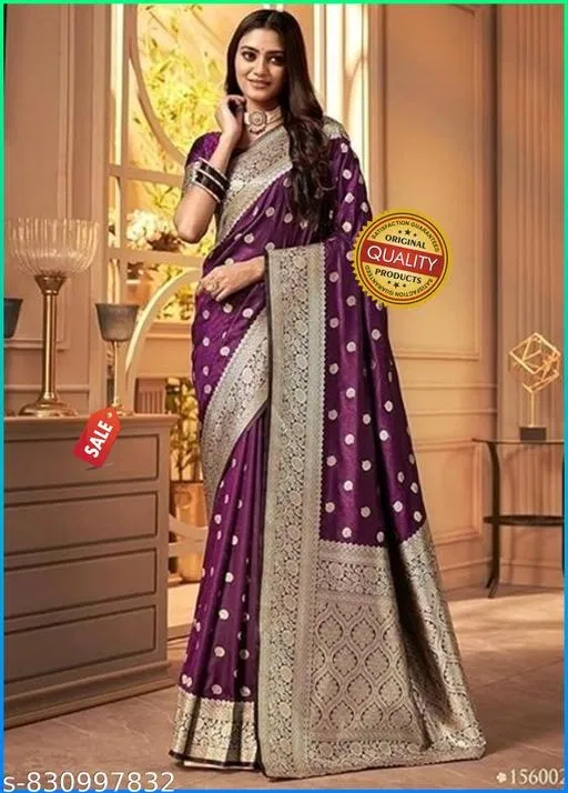 Kanjeevaram Zari Woven Saree for Women (Purple, Free Size)