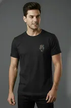 Cottont Blend  Printed T-shirt For Men, Black 