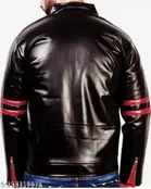 Synthetic Leather Full Sleeves Solid Jacket for Men 