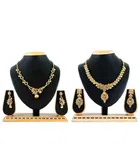 Alloy 2 Pcs Necklace with 2 Set of Earrings for Women 
