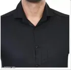Cotton Blend Solid Shirts for Men, Black 
