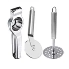 Oc9 Stainless Steel Lemon Squeezer & Pizza Cutter & Potato Masher Kitchen Tool Set 