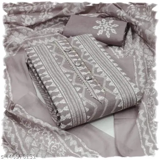 Cotton Unstitched Suits for Women (Grey, Free Size)