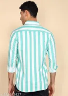 Cotton Striped Shirts for Men, Sky Blue 